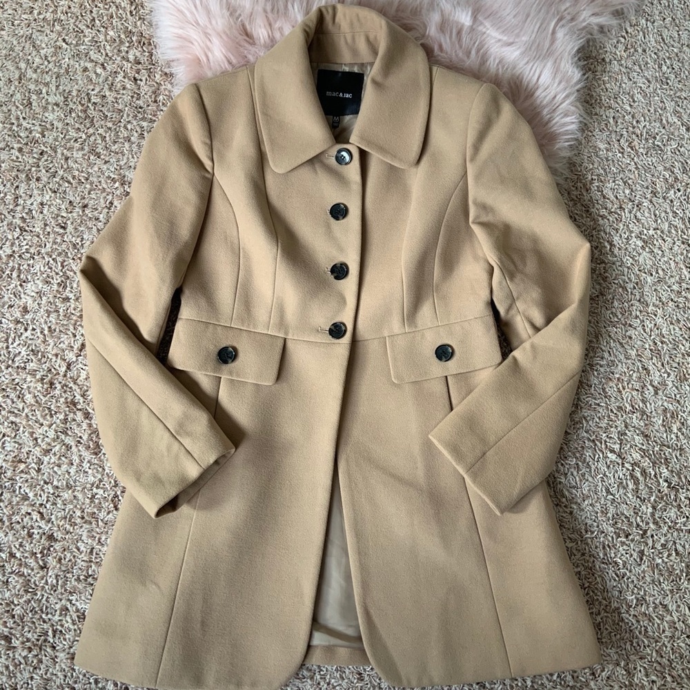 Classic Camel Pea Coat - Women